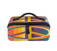 Trousse de maquillage de voyage avec signe de paix arc-en-ciel, pochette étanche et ouverte, trousse de toilette plate, trousse de toilette, organisateur de voyage pour femmes et hommes