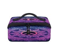 Trousse de maquillage de voyage avec signe de paix mandala - Pochette étanche et ouverte - Trousse de toilette plate ouverte - Organiseur de voyage pour femme et homme