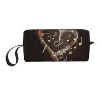 Trousse de maquillage de voyage avec symboles musicaux et amour - Trousse de maquillage portable pour femme, blanc, Taille unique, Trousse de maquillage