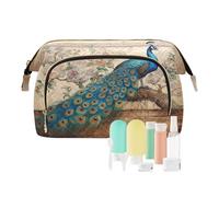 Trousse de maquillage de voyage bleu paon dans un arbre floral grande capacité pour femme, multicolore, Taille unique, Décontracté