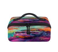 Trousse de maquillage de voyage colorée avec motif gorille - Pochette étanche et ouverte - Trousse de toilette plate ouverte - Organiseur de voyage pour femme et homme