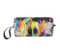 Trousse de maquillage de voyage colorée avec notes de musique imprimées, trousse de maquillage, trousse de toilette, organisateur de sac à main pour femme, blanc, Taille unique, Trousse de maquillage