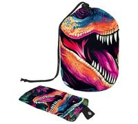 Trousse de maquillage de voyage cool Pop Art Dinosaure World pour femme, sac à maquillage pliable avec cordon de serrage, trousse de toilette portable, Cool Pop Art Dinosaure World,