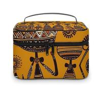 Trousse de maquillage de voyage créative de culture africaine portable étanche en cuir PU pour pinceaux de maquillage, trousse de toilette pour femmes, style, 25 x 18 x 15 cm, Style :, 25x18x15cm
