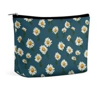 Trousse de maquillage de voyage de grande capacité pour femme - Étanche - Portable - Sac de rangement - Motif feuilles jaunes - Sac de toilette imprimé poulet, Petite marguerite, Taille unique