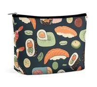 Trousse de maquillage de voyage de grande capacité pour femme - Étanche - Portable - Sac de rangement - Motif feuilles jaunes - Sac de toilette imprimé poulet, Motif sushi, Taille unique