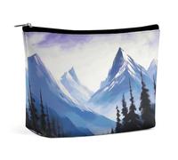 Trousse de maquillage de voyage de grande capacité pour femme, étanche, portable, sac de rangement, notes de musique, trousse de toilette imprimée, Peinture Montagnes, Taille unique