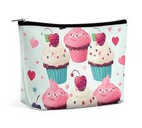 Trousse de maquillage de voyage de grande capacité pour femme - Étanche - Portable - Sac de rangement - Sac de toilette imprimé chien beagle mignon, Cupcake Candy Hearts Sweet, Taille unique