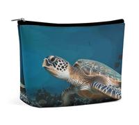 Trousse de maquillage de voyage de grande capacité pour femme - Étanche - Portable - Sac de rangement - Sac de rangement - Imprimé floral tropical - Trousse de toilette imprimée, Tortue de mer