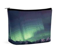 Trousse de maquillage de voyage de grande capacité pour femme - Étanche - Portable - Sac de rangement - Trousse de toilette imprimée Aurore du Nord, Nuit Aurore du Nord, Taille unique
