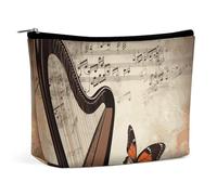 Trousse de maquillage de voyage de grande capacité pour femme - Étanche - Portable - Sac de rangement - Trousse de toilette imprimée Aurore du Nord, Fond musical., Taille unique