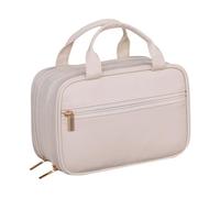Trousse de maquillage de voyage de grande capacité | Trousse de maquillage double couche de grande capacité, trousse de toilette portable étanche, sac de voyage avec séparateur, Crémeux., Voir
