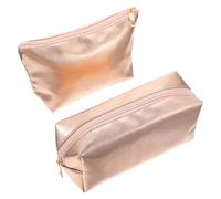 Trousse de Maquillage de Voyage Dorée en PU, Lot de 2 Paquet Portables | Grosse Capacité, Organisation Rationnelle, Design Léger et Imperméable, Style Simple