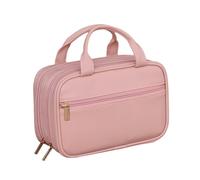 Trousse de maquillage de voyage, double couche en cuir PU, trousse de maquillage | Trousse de toilette étanche avec séparateur pour cosmétiques et maquillage, rose, Refer to description, Unisexe