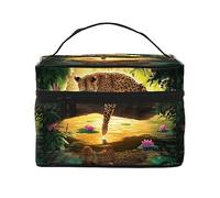 Trousse de Maquillage de Voyage drôle de léopard pour Les Femmes, Sac cosmétique résistant à l'eau Trousse de Toilette Pliable Cadeaux de Professeur