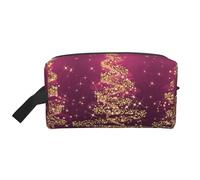 Trousse de Maquillage de Voyage élégante et Scintillante pour Femme, Motif Sapin de Noël Rose et Violet, Grande capacité