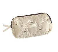 Trousse de maquillage de voyage élégante organisée avec poignée élégante en forme de nœuds, sac de rangement spacieux pour maquillage quotidien essentiel en polyester, Sac Anis étoilé, Beauté de masse