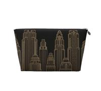 Trousse de maquillage de voyage en cuir Art Déco - Étanche | Cuir PU imperméable. Fermeture éclair lisse. Légères.