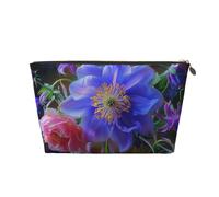 Trousse de maquillage de voyage en cuir avec de belles impressions de fleurs - Trousse de toilette étanche avec fermeture éclair dorée pour un usage quotidien et les voyages, doré, Taille unique