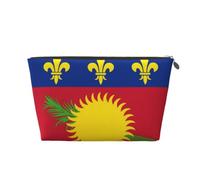 Trousse de maquillage de voyage en cuir avec drapeau de la Guadeloupe