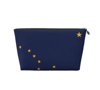 Trousse de maquillage de voyage en cuir avec drapeau de l'Alaska | Cuir PU imperméable. Fermeture éclair lisse. Légères.
