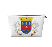 Trousse de maquillage de voyage en cuir avec drapeau de Saint Barthélemy - Étanche