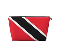 Trousse de maquillage de voyage en cuir avec drapeau de Trinité-et-Tobago étanche