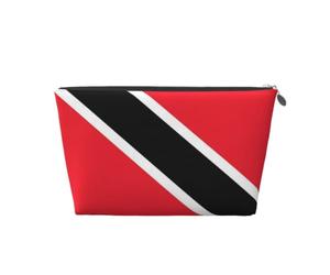 Trousse de maquillage de voyage en cuir avec drapeau de Trinité-et-Tobago étanche