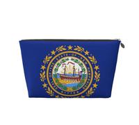 Trousse de maquillage de voyage en cuir avec drapeau du New Hampshire - Étanche