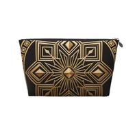 Trousse de maquillage de voyage en cuir avec emblème Art Déco - Étanche