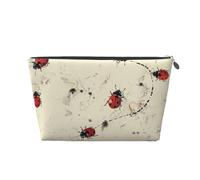 Trousse de maquillage de voyage en cuir avec impression de pistes de coccinelles - Fermeture éclair dorée - Étanche - Pour un usage quotidien et les voyages, Argenté., Taille unique, Trousse de