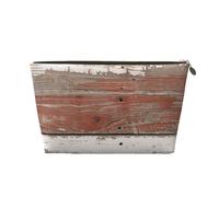 Trousse de maquillage de voyage en cuir avec impressions rustiques sur bois de grange ancienne - Fermeture éclair dorée imperméable pour un usage quotidien et les voyages, doré, Taille unique, Trousse
