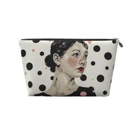 Trousse de maquillage de voyage en cuir avec imprimé à pois - Trousse de toilette étanche avec fermeture éclair dorée pour un usage quotidien et les voyages, Argenté., Taille unique, Trousse de