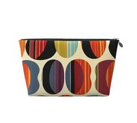 Trousse de maquillage de voyage en cuir avec imprimé en forme de goutte du milieu du siècle - Étanche - Fermeture éclair dorée - Trousse de toilette pour un usage quotidien et les voyages, Argenté