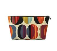 Trousse de maquillage de voyage en cuir avec imprimé en forme de goutte du milieu du siècle - Étanche - Fermeture éclair dorée - Trousse de toilette pour un usage quotidien et les voyages, doré