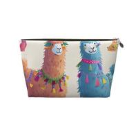 Trousse de maquillage de voyage en cuir avec imprimé lama alpaga - Fermeture éclair dorée imperméable pour un usage quotidien et les voyages, doré, Taille unique, Trousse de toilette