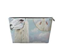 Trousse de maquillage de voyage en cuir avec imprimé lama - Trousse de toilette étanche avec fermeture éclair dorée pour un usage quotidien et les voyages, Argenté., Taille unique, Trousse de toilette