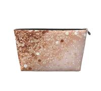 Trousse de maquillage de voyage en cuir avec imprimé paillettes or rose - Trousse de toilette étanche avec fermeture éclair dorée pour un usage quotidien et les voyages, Argenté., Taille unique