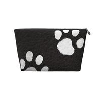 Trousse de maquillage de voyage en cuir avec imprimé traces d'ours - Fermeture éclair dorée imperméable pour un usage quotidien et les voyages, Argenté., Taille unique, Trousse de toilette