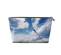 Trousse de maquillage de voyage en cuir avec imprimés de parcours de golf - Trousse de toilette étanche avec fermeture éclair dorée pour un usage quotidien et les voyages, doré, Taille unique, Trousse