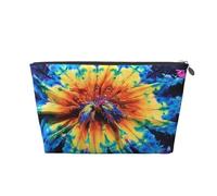 Trousse de maquillage de voyage en cuir avec imprimés exotiques style tie-dye - Fermeture éclair dorée - Étanche - Pour un usage quotidien et les voyages, Argenté., Taille unique, Trousse de toilette