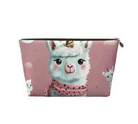 Trousse de maquillage de voyage en cuir avec jolis motifs lamas - Fermeture éclair dorée imperméable pour un usage quotidien et les voyages, doré, Taille unique, Trousse de toilette