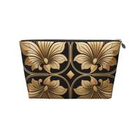 Trousse de maquillage de voyage en cuir avec motif floral Art déco - Étanche