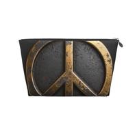 Trousse de maquillage de voyage en cuir avec symbole de paix - Pochette étanche