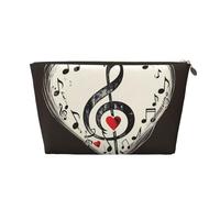 Trousse de maquillage de voyage en cuir avec symboles musicaux et imprimés d'amour - Trousse de toilette étanche avec fermeture éclair dorée pour un usage quotidien et les voyages, doré, Taille unique