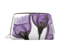 Trousse de maquillage de voyage en cuir de fraise - Trousse de toilette portable en PVC pour femme, Belle fleur violette, Taille unique