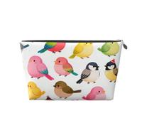 Trousse de maquillage de voyage en cuir étanche avec petit oiseau mignon