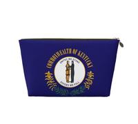 Trousse de maquillage de voyage en cuir imperméable avec imprimé drapeau de l'État du Kentucky pour femme, doré, Taille unique, Trousse de toilette