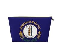 Trousse de maquillage de voyage en cuir imperméable avec imprimé drapeau de l'État du Kentucky pour femme, doré, Taille unique, Trousse de toilette