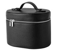Trousse de Maquillage de Voyage en Cuir PU avec séparateur Amovible et poignée Fermeture éclair idéale pour Les Femmes et Les Jeunes Filles Noire.